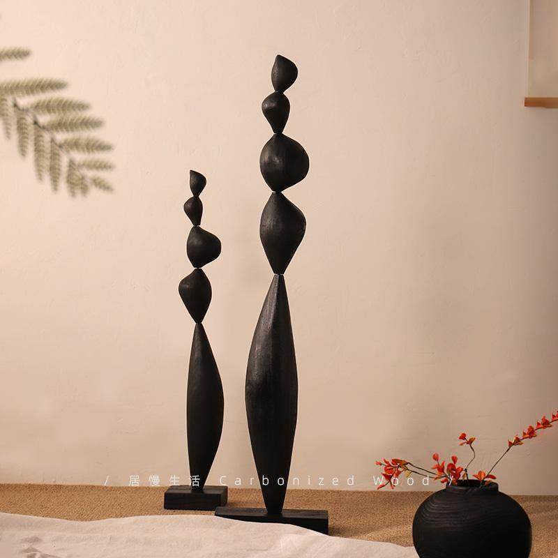 民宿酒店大堂创意抽象艺术摆件侘寂风客厅样板间实木雕落地装饰品,家居饰品,落地摆件,淘宝优惠券,粉丝福利购,淘宝优惠卷