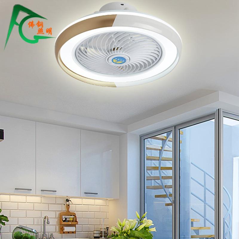 简约现代带风扇吸顶灯卧室客厅餐厅隐形吊扇灯静音LED网红电扇灯