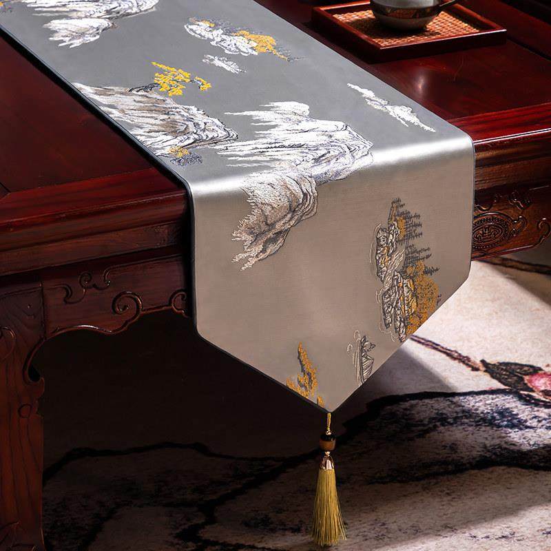 新中式桌旗禅意绣花茶旗中国风茶席茶道茶几布餐桌布床旗布艺长条,居家布艺,桌旗,淘宝优惠券,粉丝福利购,淘宝优惠卷