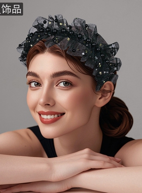 怡星纯手工高级感发箍白色网纱发箍珍珠精致头饰日常百搭发饰A13