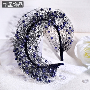 怡星原创设计感网纱系列高定发箍设计气质高级头饰面纱神秘感A310