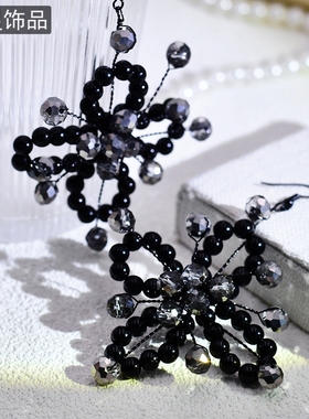 怡星法式黑色夸张耳饰精致四叶草清冷耳坠海边度假适合方圆脸B03