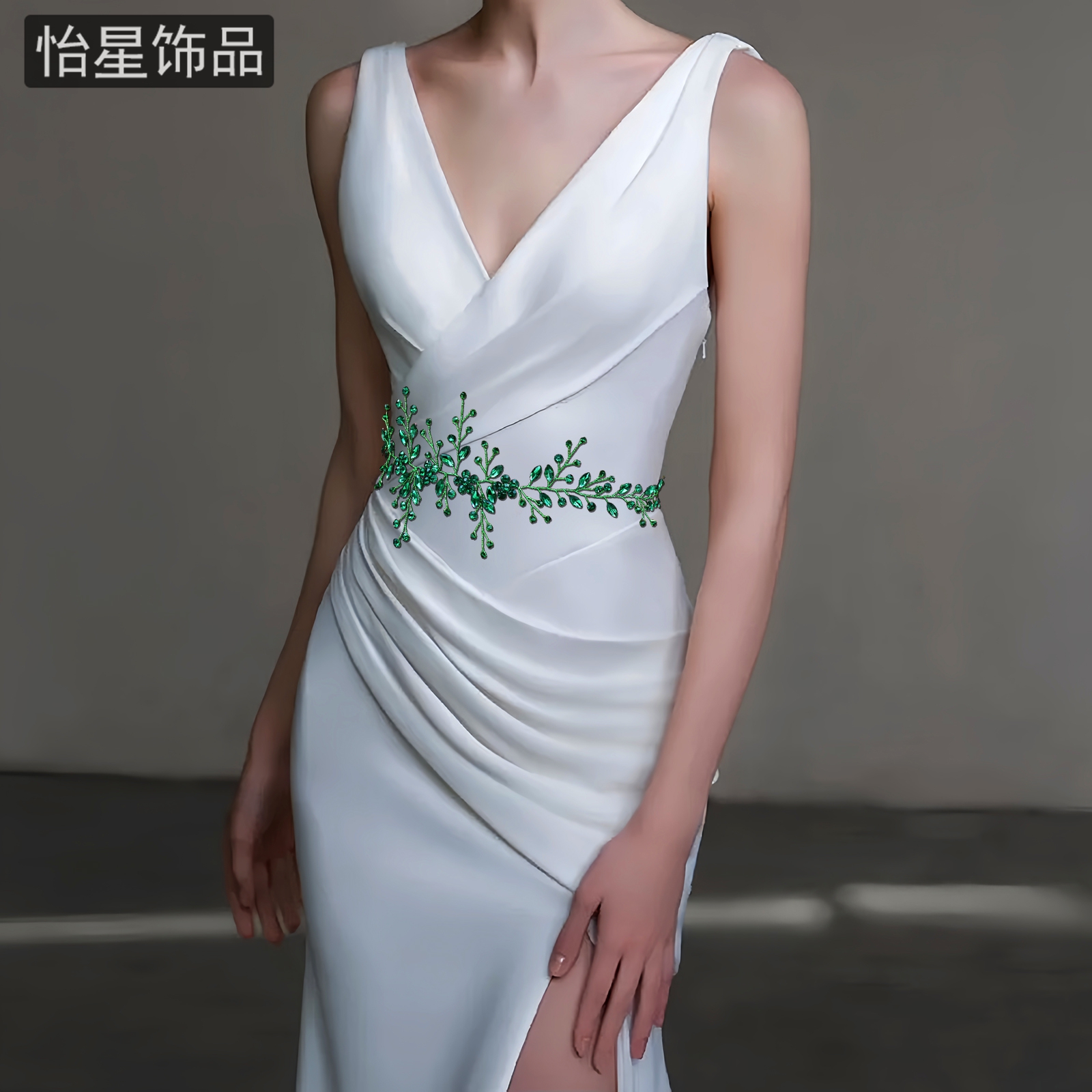 怡星精致小众腰带绿色水钻裙子配饰个性欧美风晚礼服腰链SA225