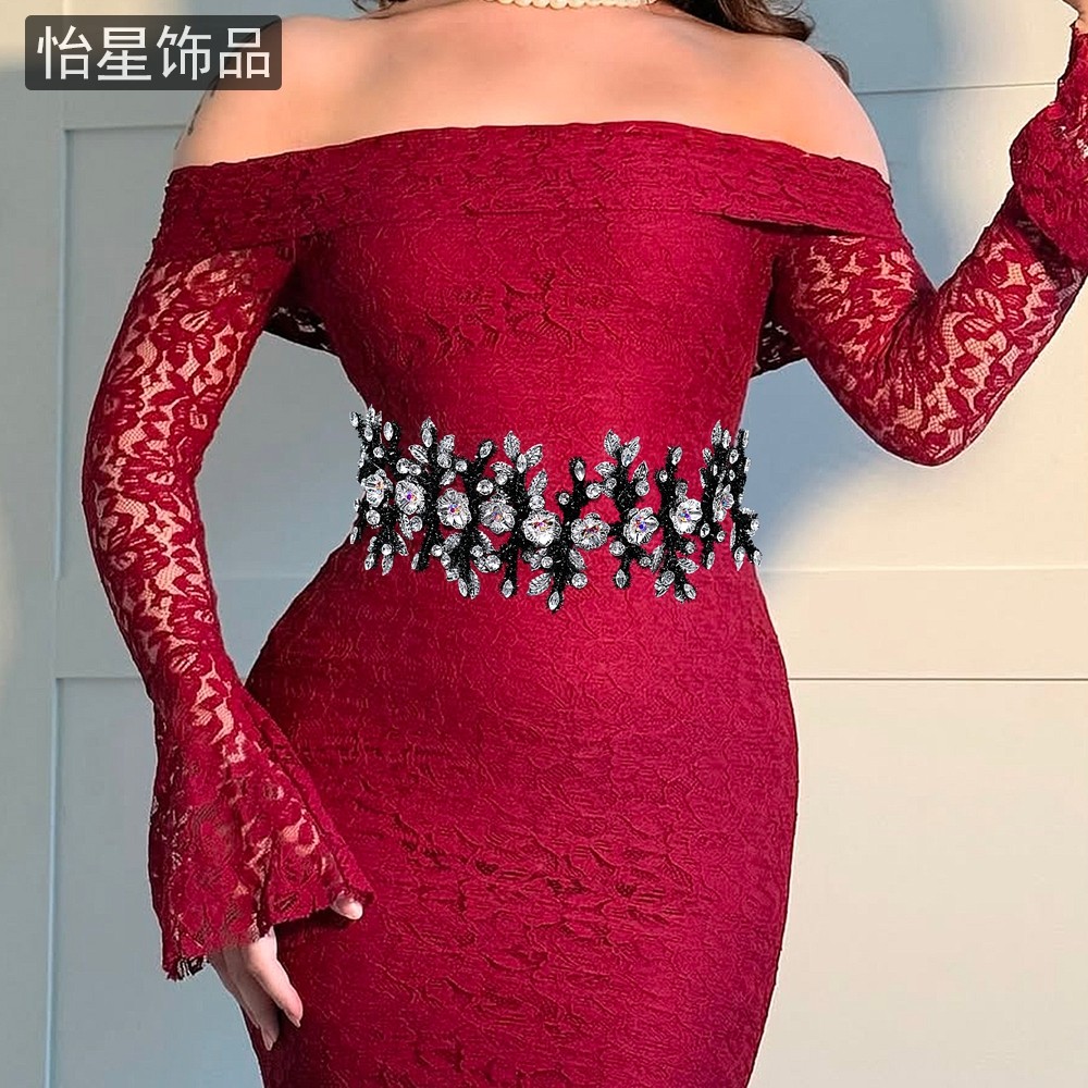 怡星新款欧美风黑色腰带收腰显瘦腰链连衣裙晚礼服腰封腰饰SA378,饰品/流行首饰/时尚饰品新,腰链,淘宝优惠券,粉丝福利购,淘宝优惠卷