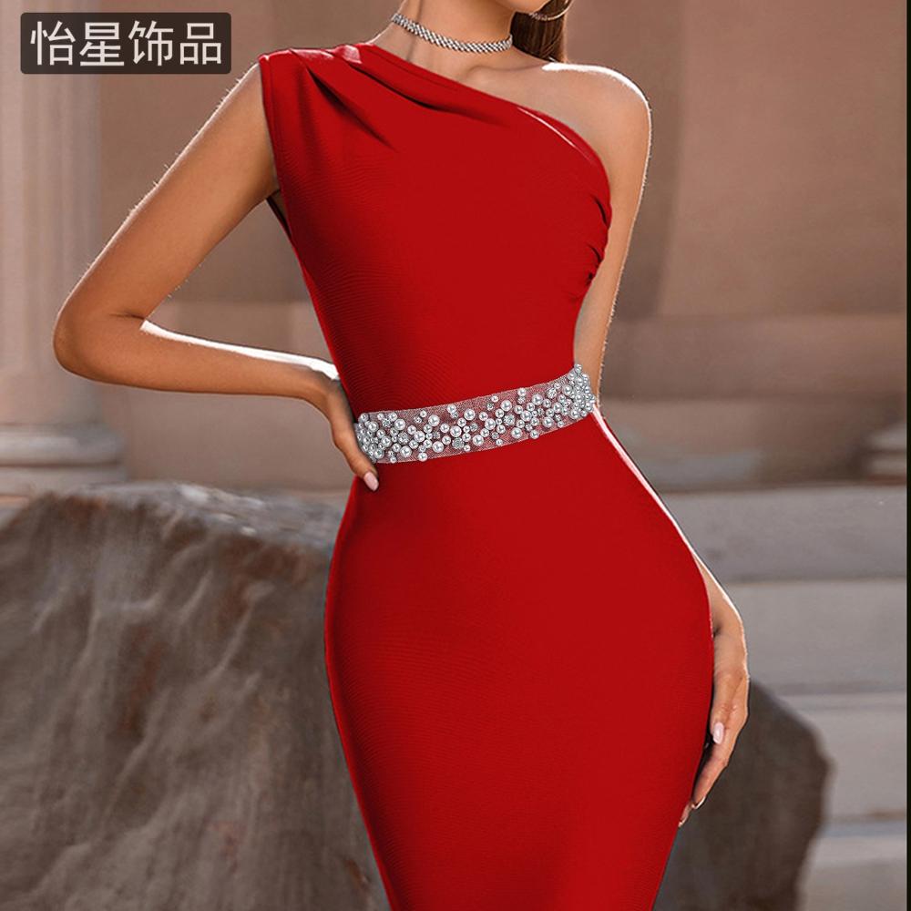 连衣裙装饰水钻树叶A293腰带气质