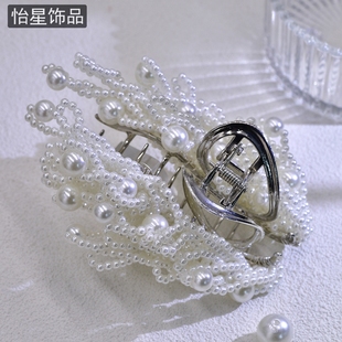 怡星珍珠抓夹女2025新款 小夹子头饰A219 高级感发夹后脑勺盘发时尚