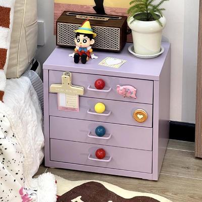 复古铁皮柜床头柜卧室女孩男孩多层抽屉式床头储物窄柜收纳置物架