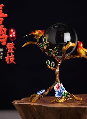 轻奢高档珐琅彩水晶球摆件办公室桌面转运球家居酒柜装饰品礼物