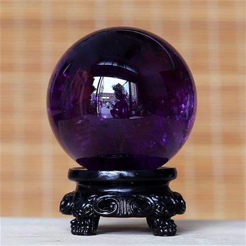 晶贵人天然水晶球 乌拉圭紫水晶球 紫黑色水晶球摆件