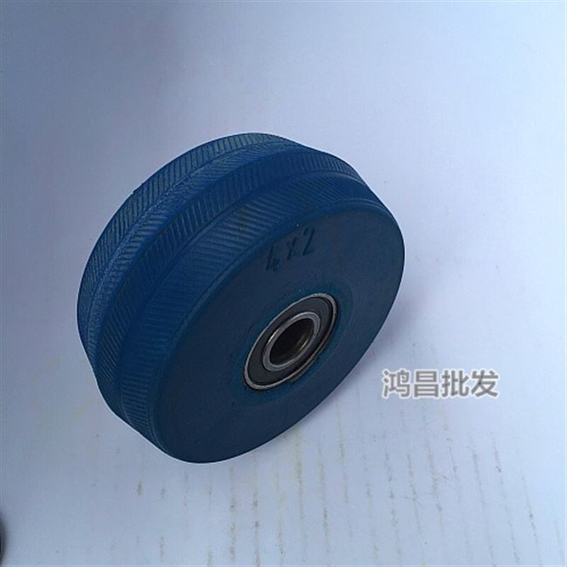 静音轮子轮子4寸工业弹力橡胶双轴承单静音轮平板手推车脚轮轮