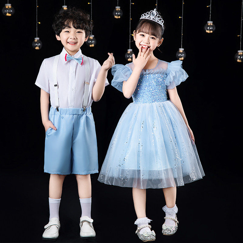六一儿童合唱演出服女童舞蹈蓬蓬裙男童礼服小学生大合唱表演服装