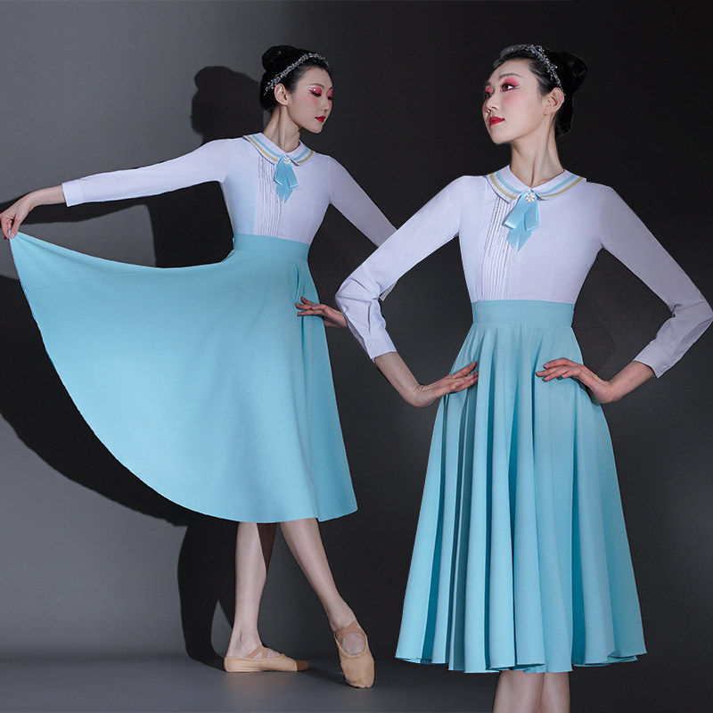 现代舞服装中学生匆匆那年大合唱演出服女连衣裙高中诗歌朗诵比赛