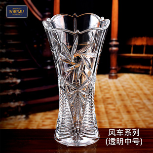 进口透明水晶玻璃花瓶摆件客厅插花富贵竹水养办公桌干花小花瓶