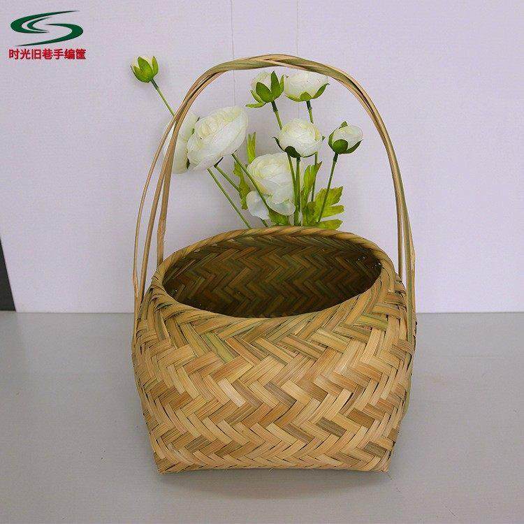 竹青竹编手提篮结实收纳野餐篮草莓桑葚篮编织鸡蛋篮竹篓竹筐中号,特色手工艺,竹编/竹雕,淘宝优惠券,粉丝福利购,淘宝优惠卷
