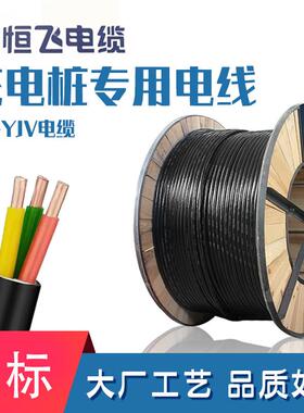 恒飞国标铜芯3x6 2x6平方ZC-YJV2芯3芯7KW新能源充电桩专用电缆线