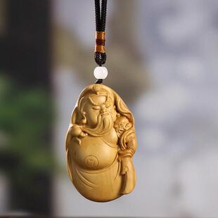 黄杨木雕武财神关公木质财手把件男士文玩新中式汽车挂件收藏品