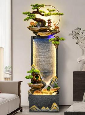 新中式落地流水摆件循环水幕墙室内假山水景客厅玄关招财开业乔迁