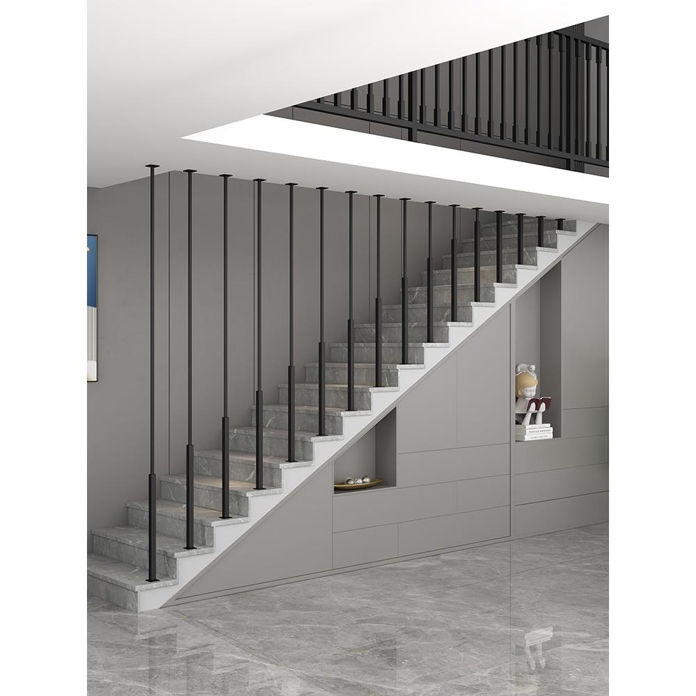 铁艺防护栏杆简约现代侧装家用围栏室内自装阁楼覆式楼梯扶手隔断