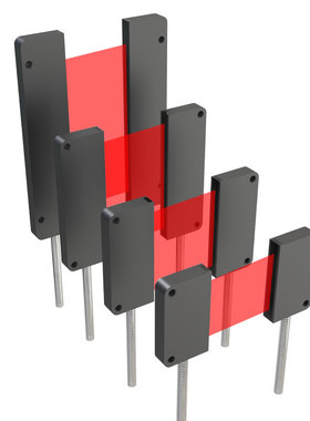 对射反射区域矩形矩阵光纤传感器光栅光幕PR PT25 30 35 40 50QL