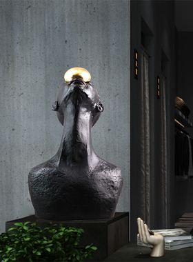 大堂客厅摆设蓝色抽象人物无脸男雕塑丑萌摆件大号落地办公桌好物