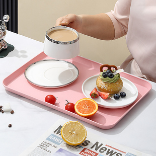 大号托盘水杯茶盘塑料长方形托盘纯色家用幼儿园餐盘面包盘子商用