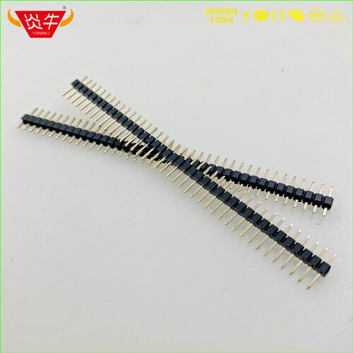 2.54mm单排针1*40P(180度/直针) 镀金1u/3u 塑料PA6T 耐高温 环保