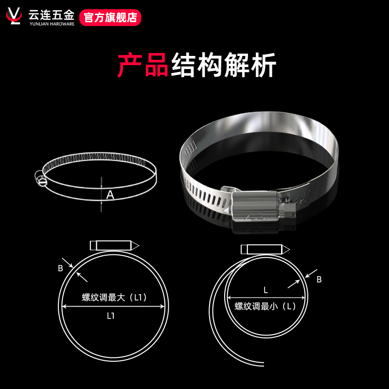 304不锈钢喉箍卡箍固定卡箍水管卡管夹电线杆抱箍圈紧固支架管箍