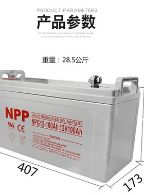 耐普ups电源铅酸蓄电池12v100ah太阳能胶体蓄电池大容量汽车电瓶