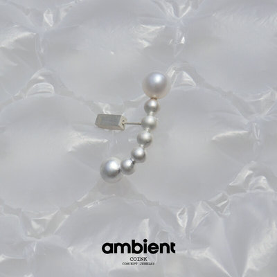 AMBIENT 渐变串珠耳钉 925纯银珍珠手工肌理设计高级感气质耳饰
