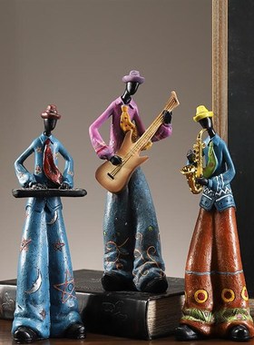 复古创意b乐队人物摆件酒柜家居客厅书柜电子琴萨克斯装饰品摆设