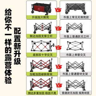 露营车摆摊车带遮阳n棚加大容量地摊车可升降桌子户外聚拢型营地