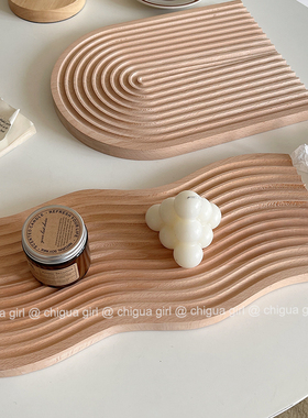 ins风韩国几何实木托盘 日式收纳E置物盘木盘装饰摄影拍照道具摆