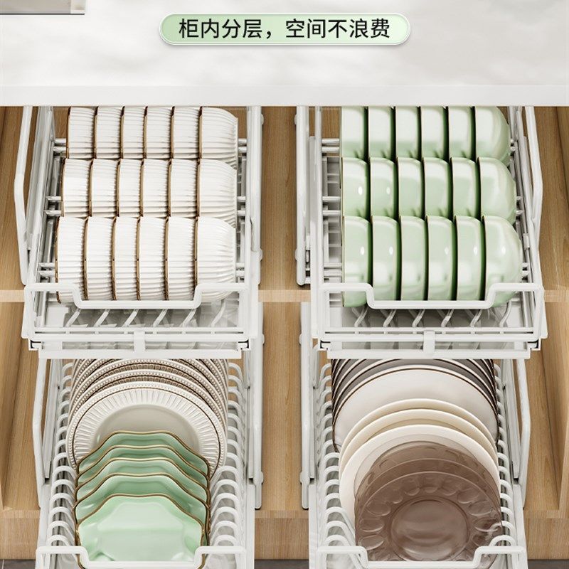 新疆包邮厨房碗碟收纳层架免安装整B体橱柜内置抽拉碗架抽屉式置,厨房/烹饪用具,碗架,淘宝优惠券,粉丝福利购,淘宝优惠卷