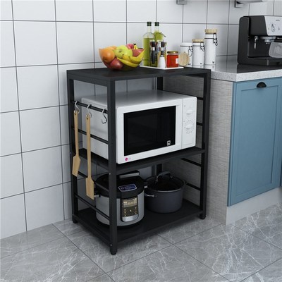 厨房置物架落地烤箱微波炉电x器电饭煲多功能锅具收纳架三层置物