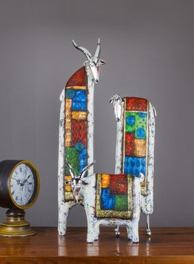 树脂油画绵羊动物摆件 欧式田园D电视柜客厅玄关家居装饰工艺品