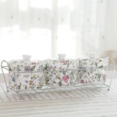 骨瓷家用调味盒调味罐厨房用x品调料盒储物罐陶瓷调料罐带支架套