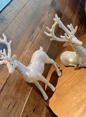 财鹿摆件钻家居售楼处装饰品动物高档奢华客厅酒柜办公Z室摆件送