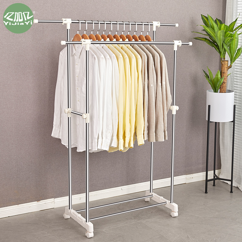 亿加亿晾衣架双杆式不锈钢落地折叠D升降晾衣杆阳台室内伸缩晒衣