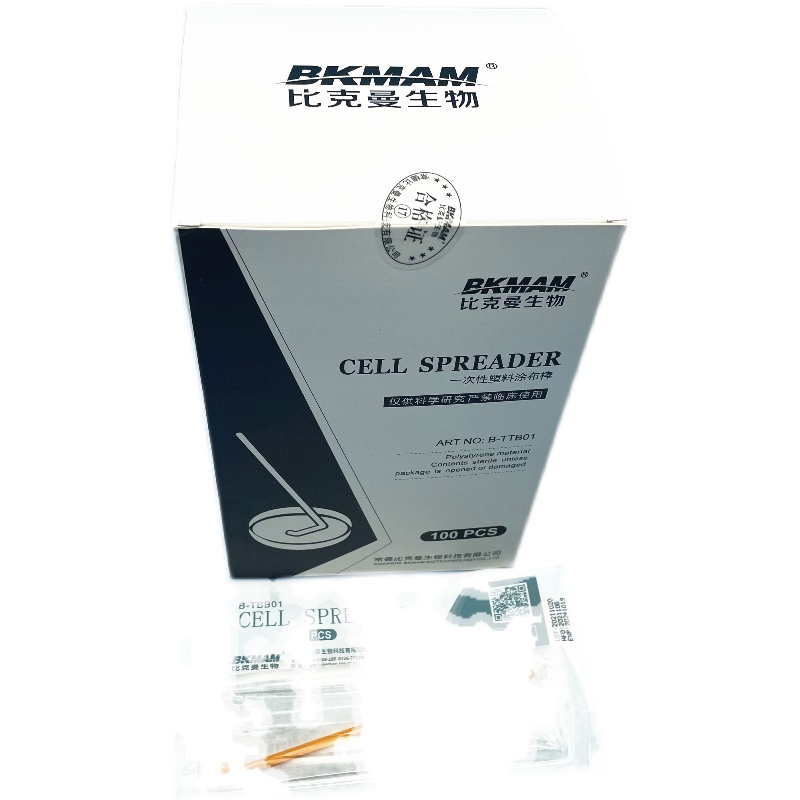 包邮比克曼一次性独立灭菌包装塑料涂布棒L型涂布橘色100支/盒