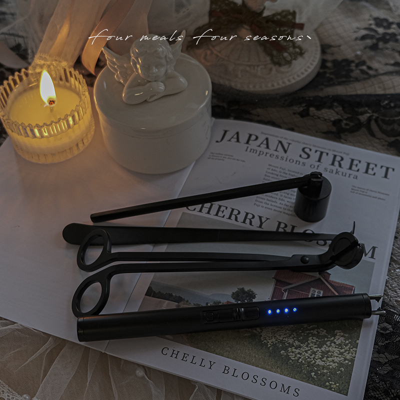 《慵懒黑色》高级感充电点火器灭烛钩烛芯剪灭烛罩香薰蜡烛工具