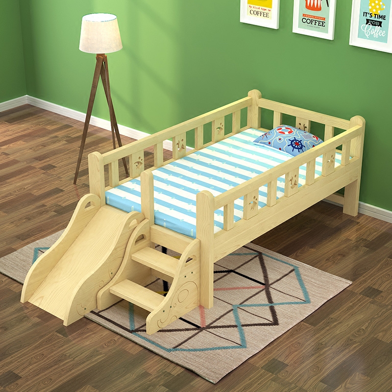 加宽儿童床滑梯床卡通拼接带护栏男孩单人女孩公主宝宝小床实木床