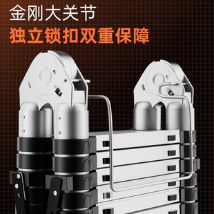 人字伸缩梯铝合金加厚工程折叠梯家用多功能便携升降楼梯登高直梯