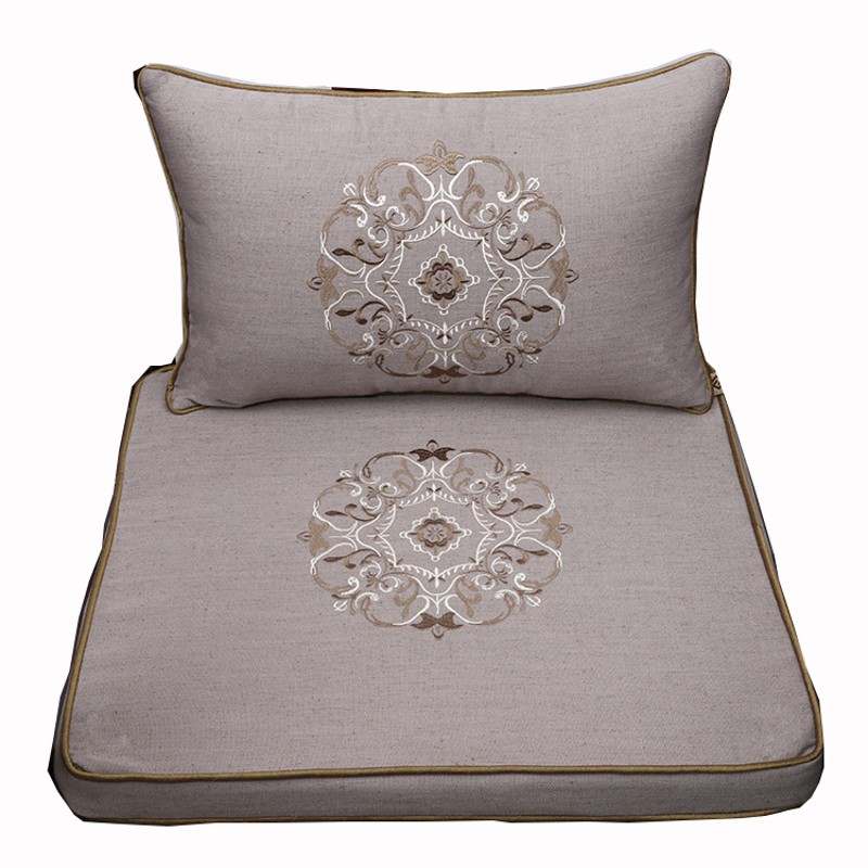 中式官帽椅圈椅红木沙发垫藤席椅垫实木沙发棕垫亚麻垫床头靠垫