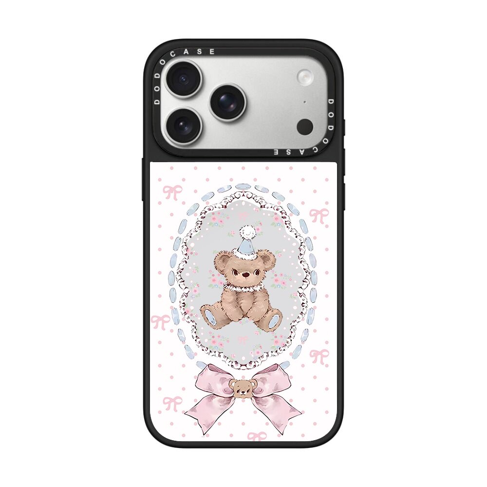 DODOCASE 复古蓝帽小熊蝴蝶结适用于iPhone17PROMAX苹果16promax手机壳可爱少女补妆镜15/14plus磁吸防摔保护