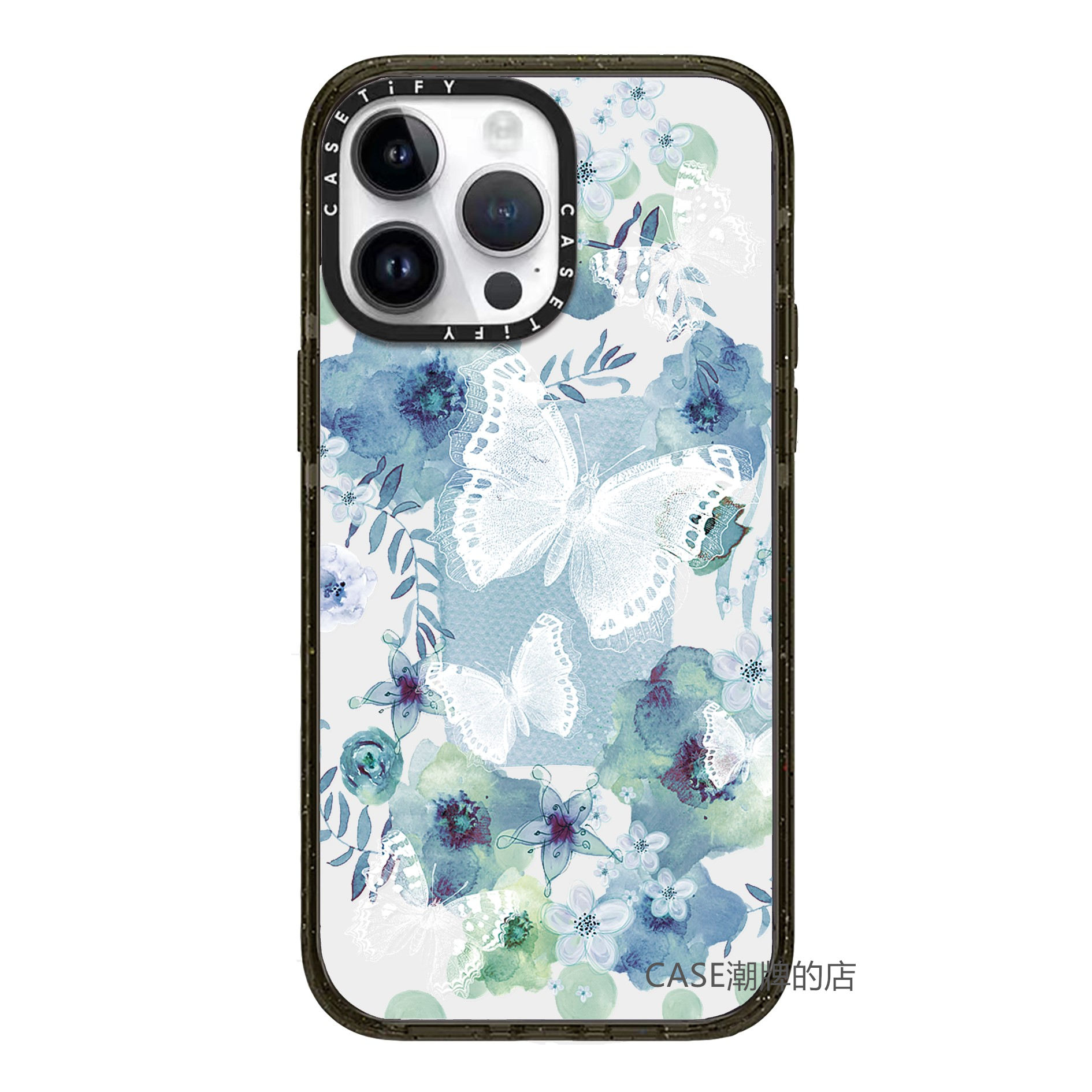 CASETi蓝色水墨蝴蝶15Pro适用iPhone13ProMax苹果14Pro网红明星卡通联名手机壳12防摔保护套11硬 3C数码配件 手机保护套/壳 原图主图