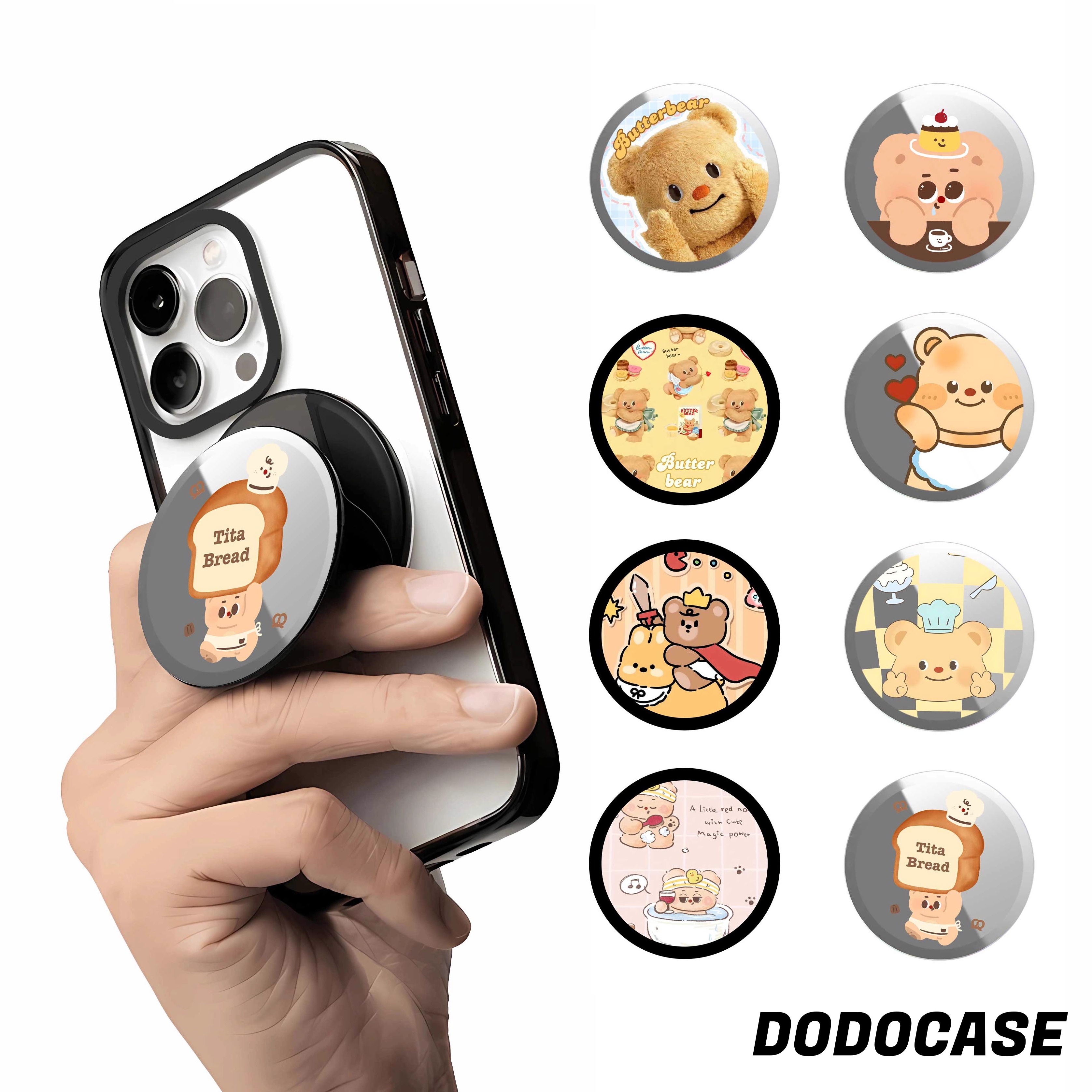 CASE可爱黄油小熊通用Magsafe磁吸手机啪嗒追剧神器折叠伸缩支架