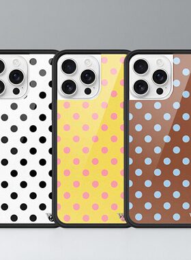 wf野花手机壳Polka Dots黑白棕色黄色波点适用iPhone15/14/13ProMax/Plus苹果16ProWF欧美时尚防摔保护17