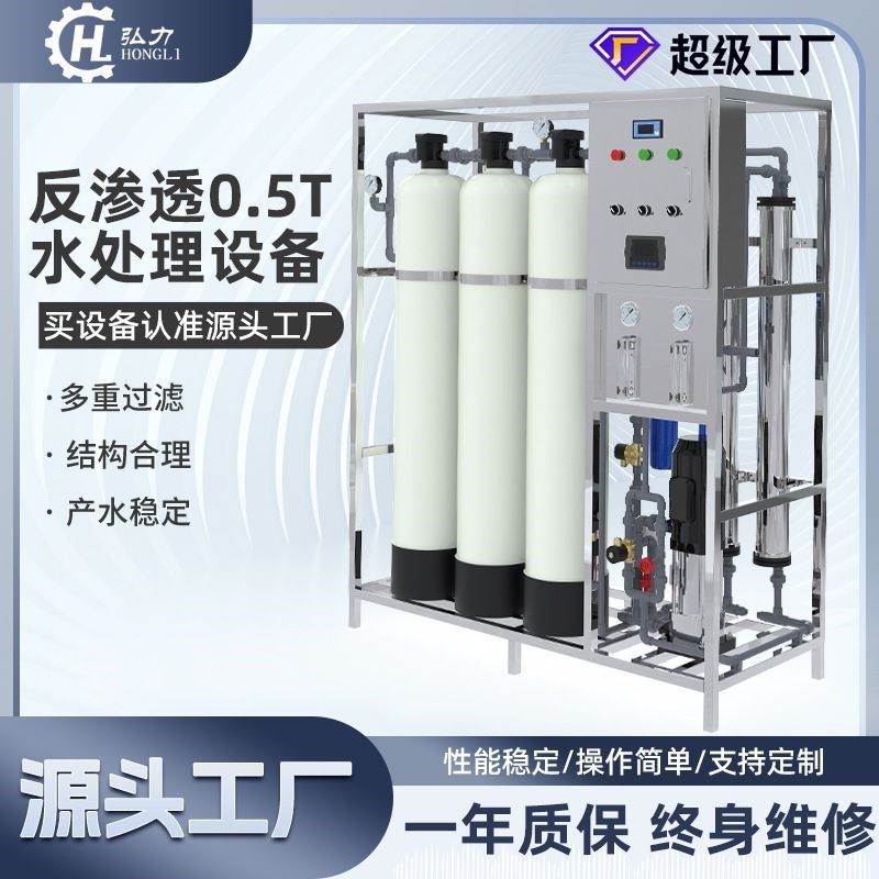 弘力 小型500KG反渗透水处理设备商用工业双级R净水设备净水器工