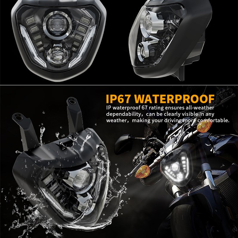 适用于雅马哈摩托车大灯Fz Mt07双镜头大功T率Led超亮大灯