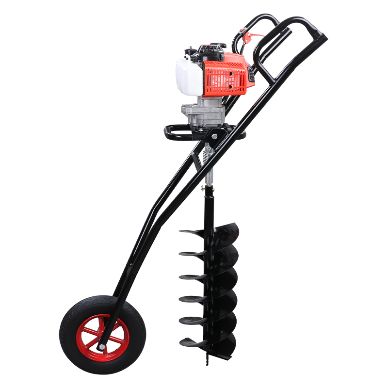 舜阳大马力手推车式地钻架植树机挖坑打桩机施P肥打洞钻孔机四冲